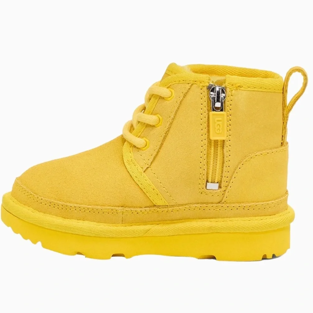 UGG NEUMEL II kids toddler boots shoe lace inner Sherpa lined treadlite size 6c - Picture 2 of 14